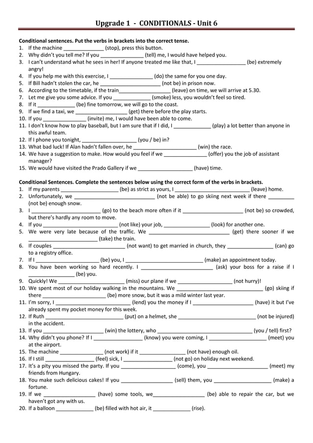 Conditional Sentences exercises PDF