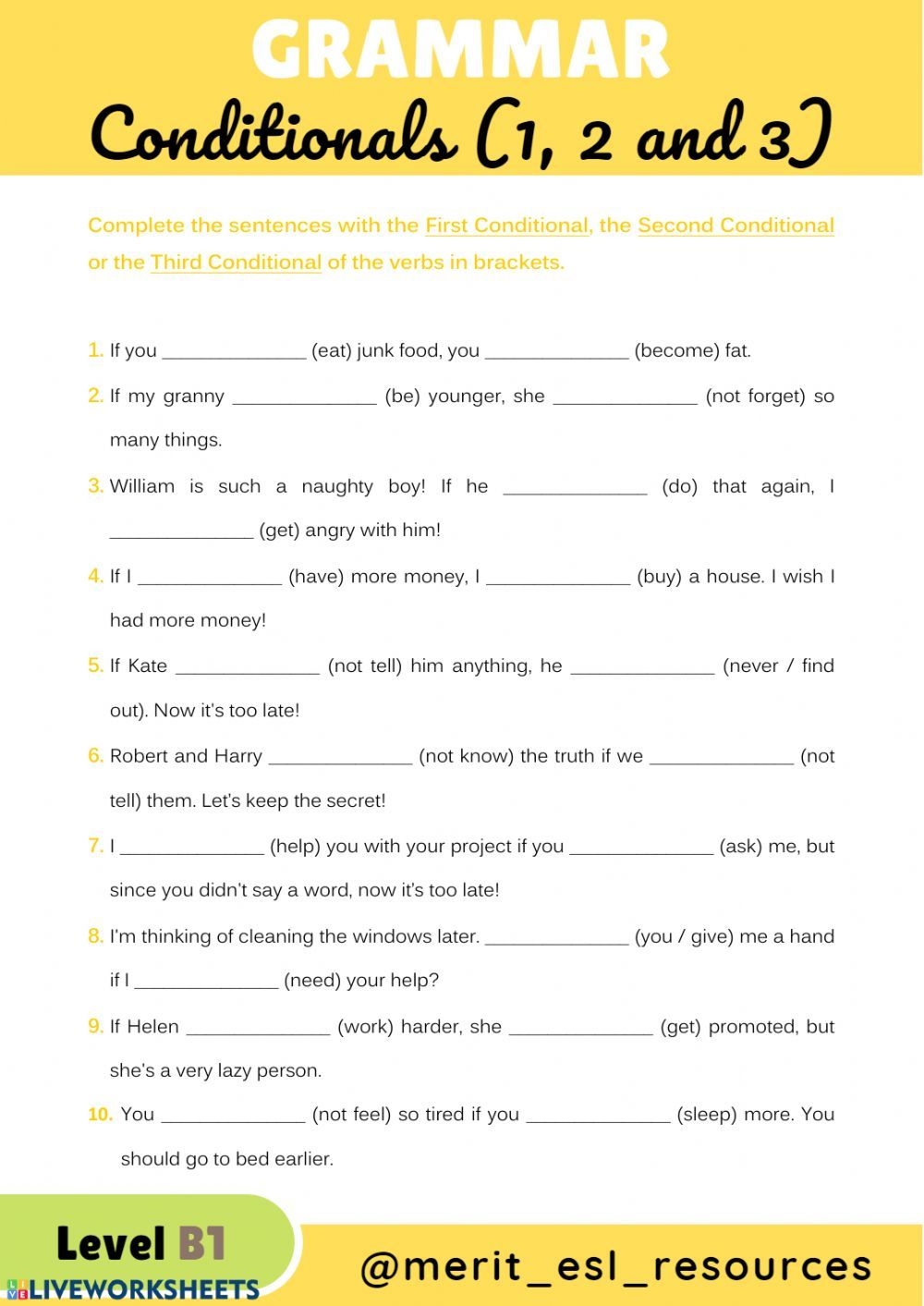 Conditional Sentences Exercises Worksheets 7th Grade Math Worksheets Pdf