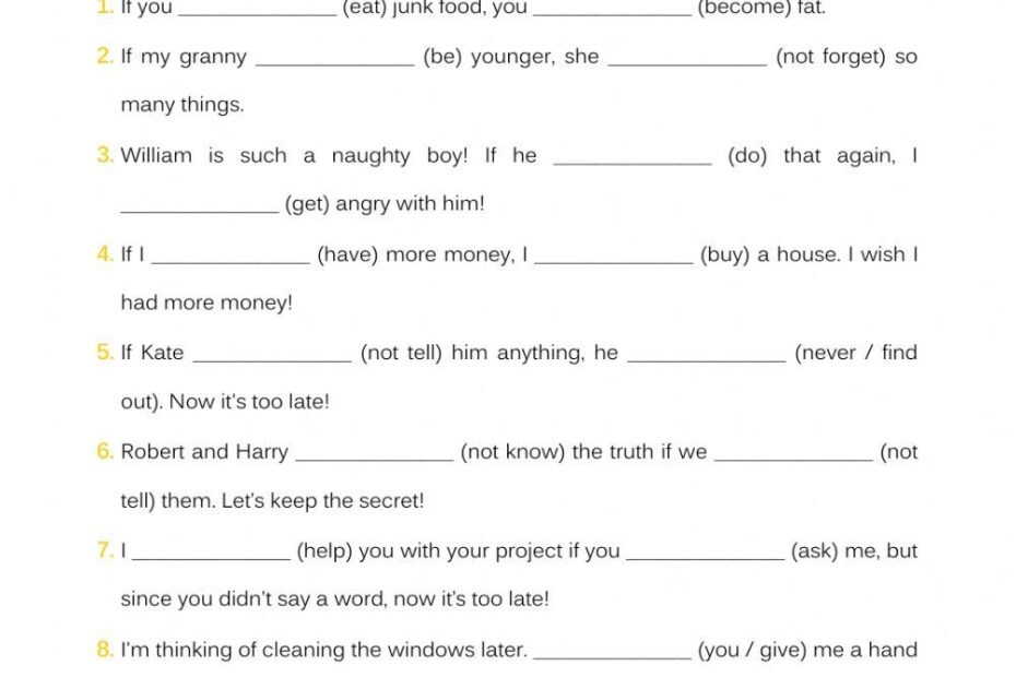 Conditional Sentences Exercises Worksheets 7th Grade Math Worksheets Pdf