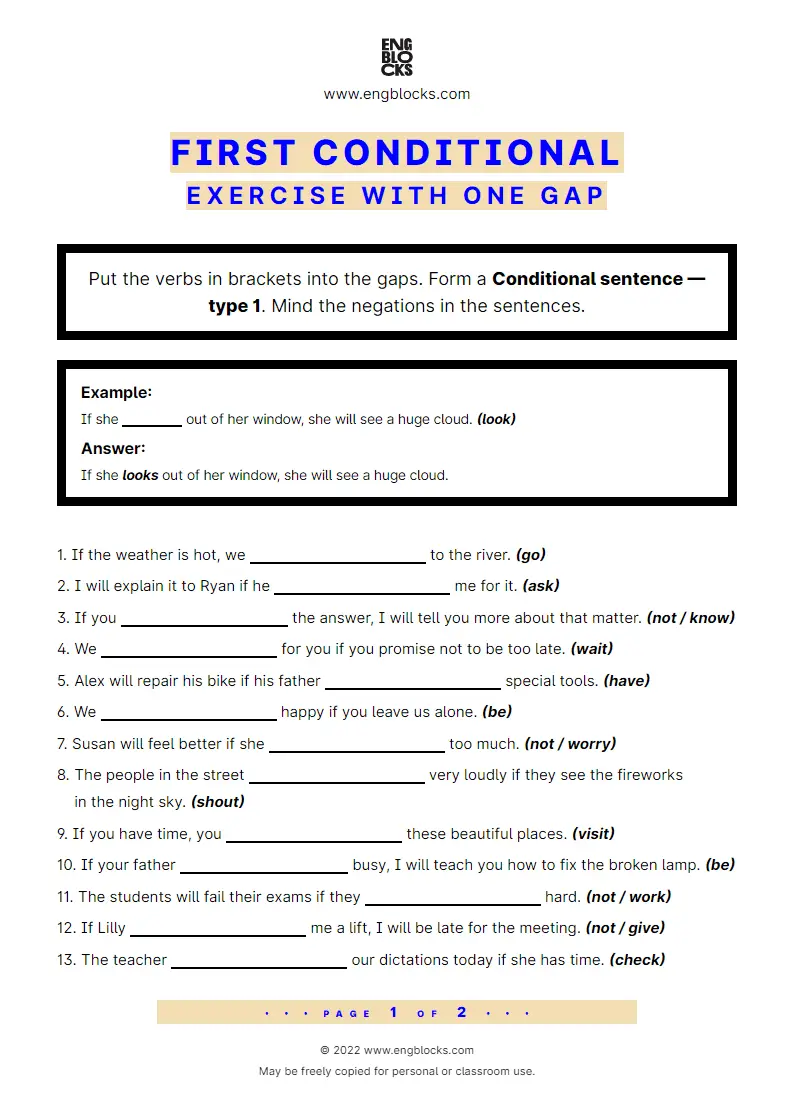 first conditional sentences pdf