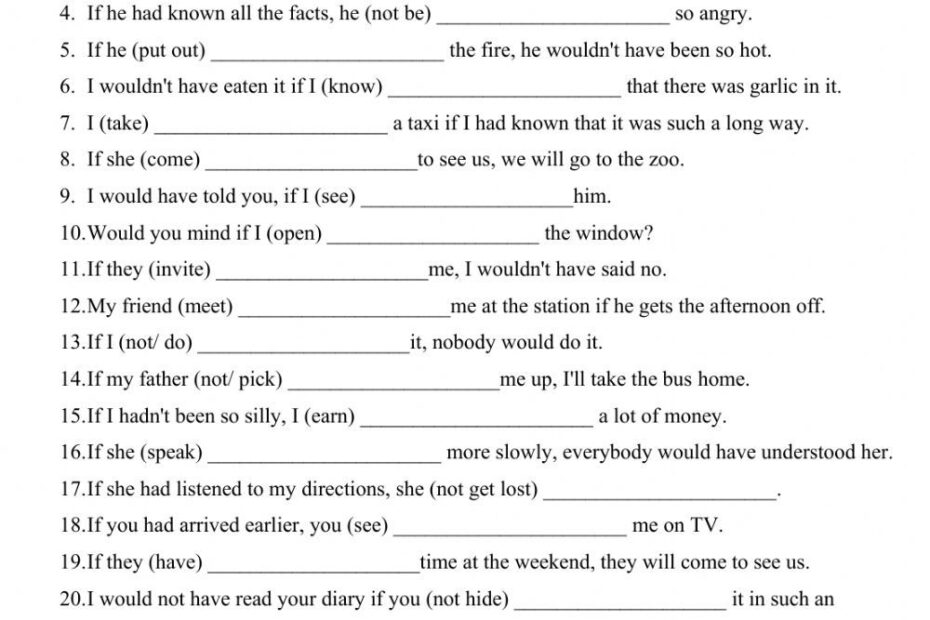 Conditional Sentences Types 1 2 3 Worksheet Artofit