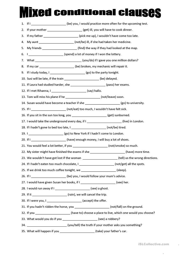 Conditionals Exercises Pdf