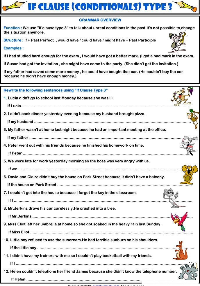 Conditionals if clause type 3 worksheet lesson