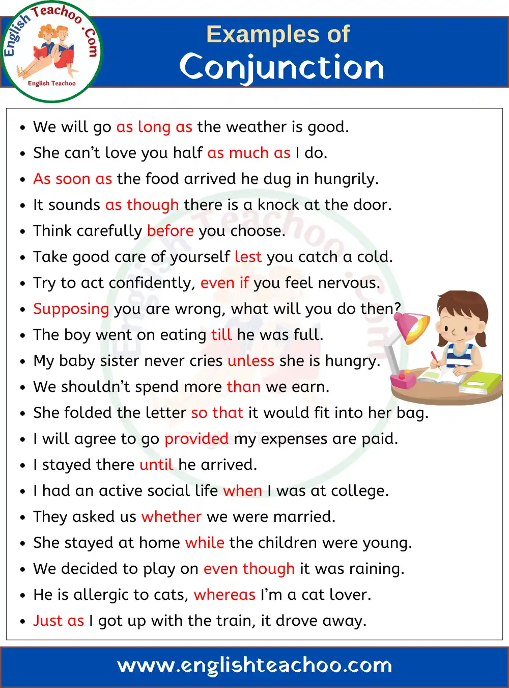 Conjunction Examples Sentences Artofit