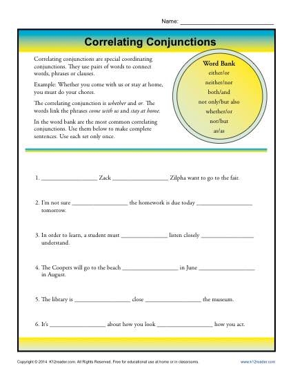 Conjunction Worksheets Worksheets Library