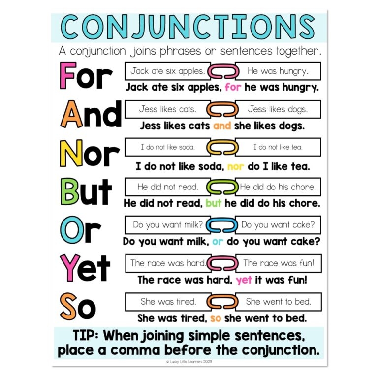 rules for using conjunctions