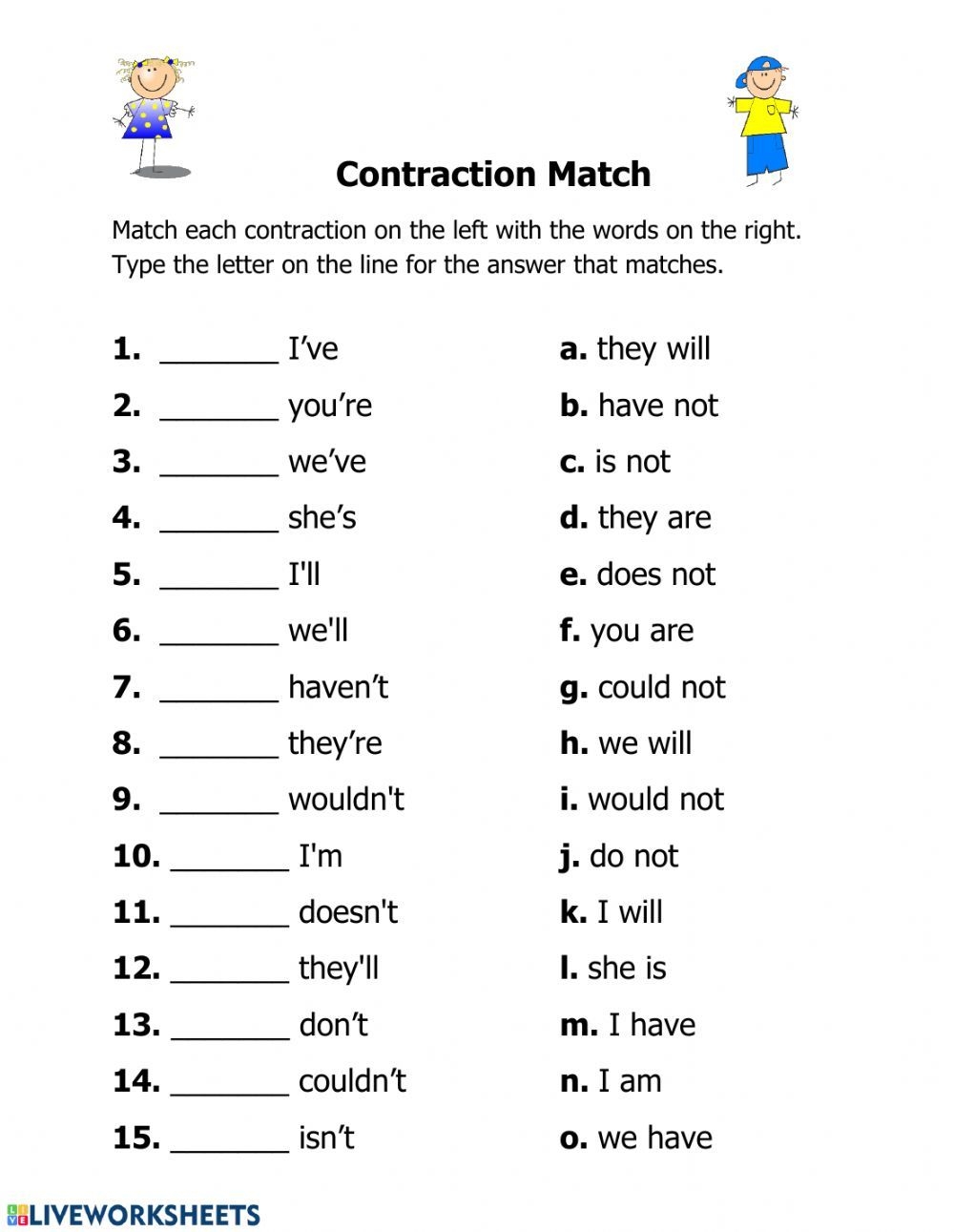 Conjunctions Interactive Worksheet With Words And Pictures