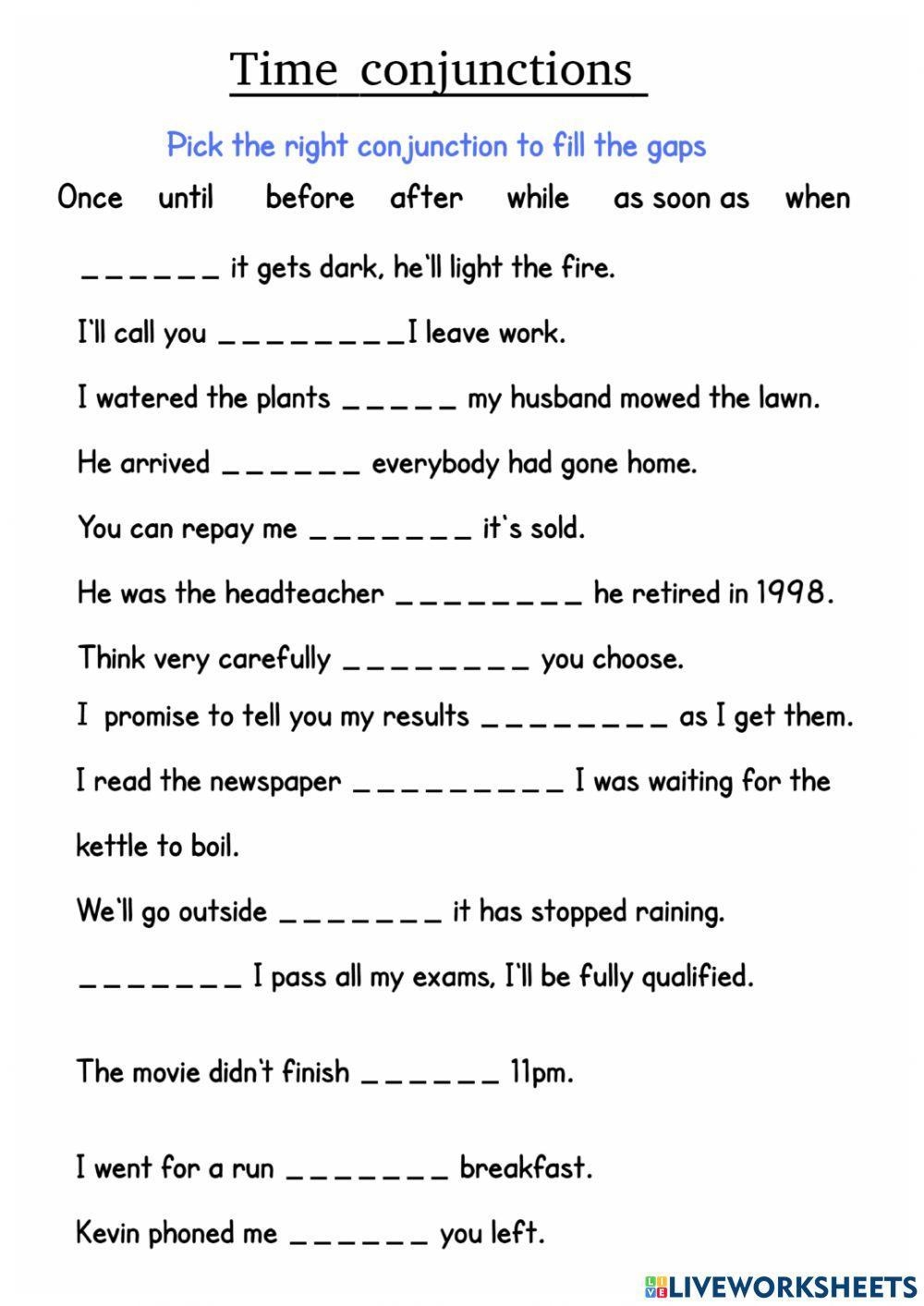 Conjunctions Worksheet 4 Skoolon Worksheets Library