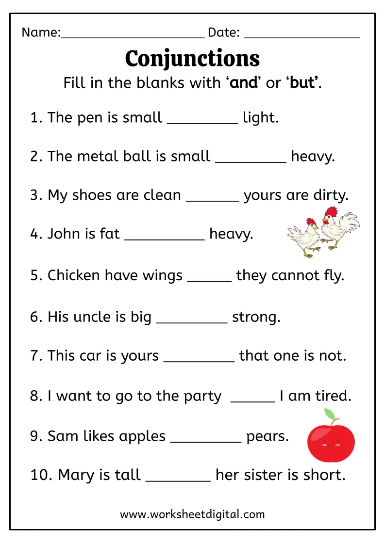 Conjunctions Worksheet Digital Worksheets Library