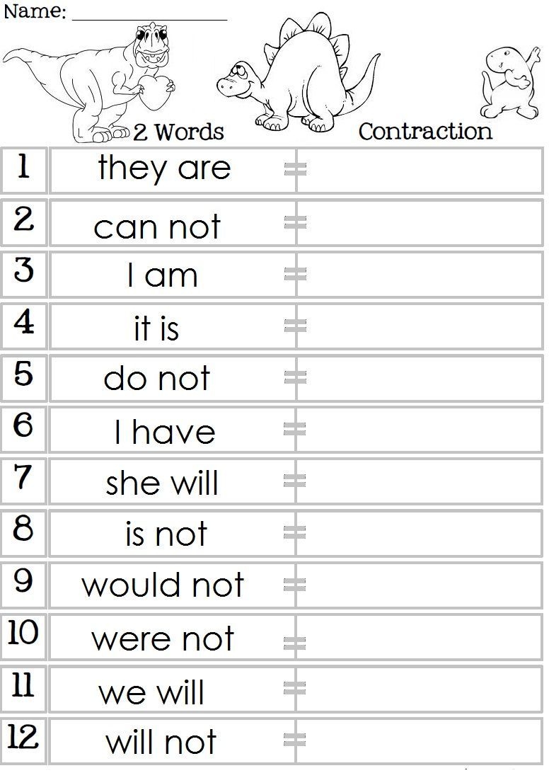 Contraction Words Worksheets 2nd Grade Worksheets Contraction 