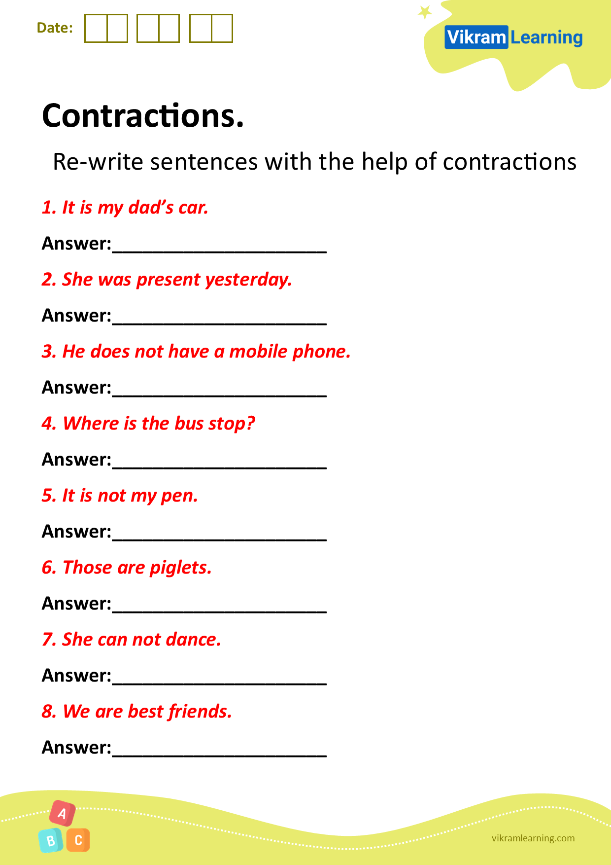 Contraction Worksheets Teaching Contractions Worksheets Library