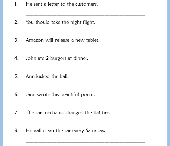 Convert Active Voice Into Passive Voice Worksheets Your Home Teacher