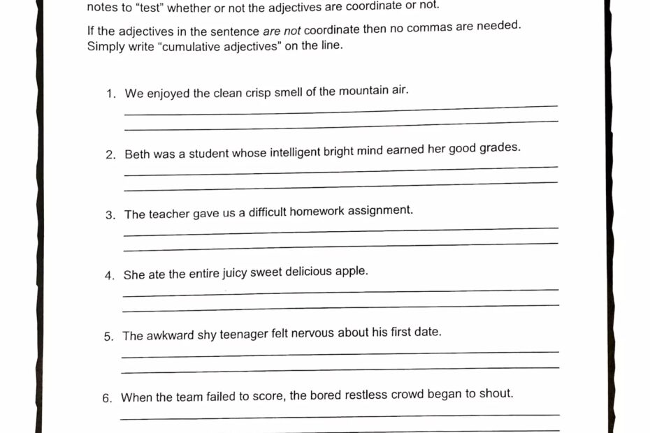 Coordinate Adjective Quiz 2 Interactive Worksheet Edform Worksheets