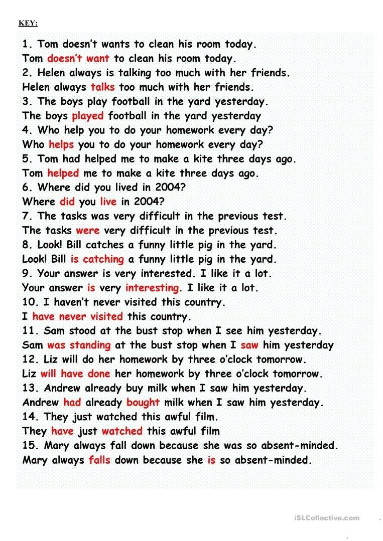 correcting grammar in sentences