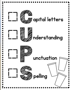 CUPS Writing Checklist capitalization Understanding Punctuation 