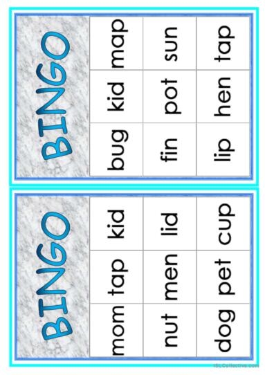 Cvc Words Bingo Vocabulary Flashcard English ESL Worksheets Pdf 