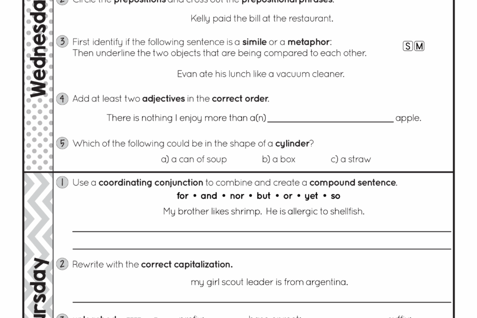 Daily Grammar Practice 4th Grade