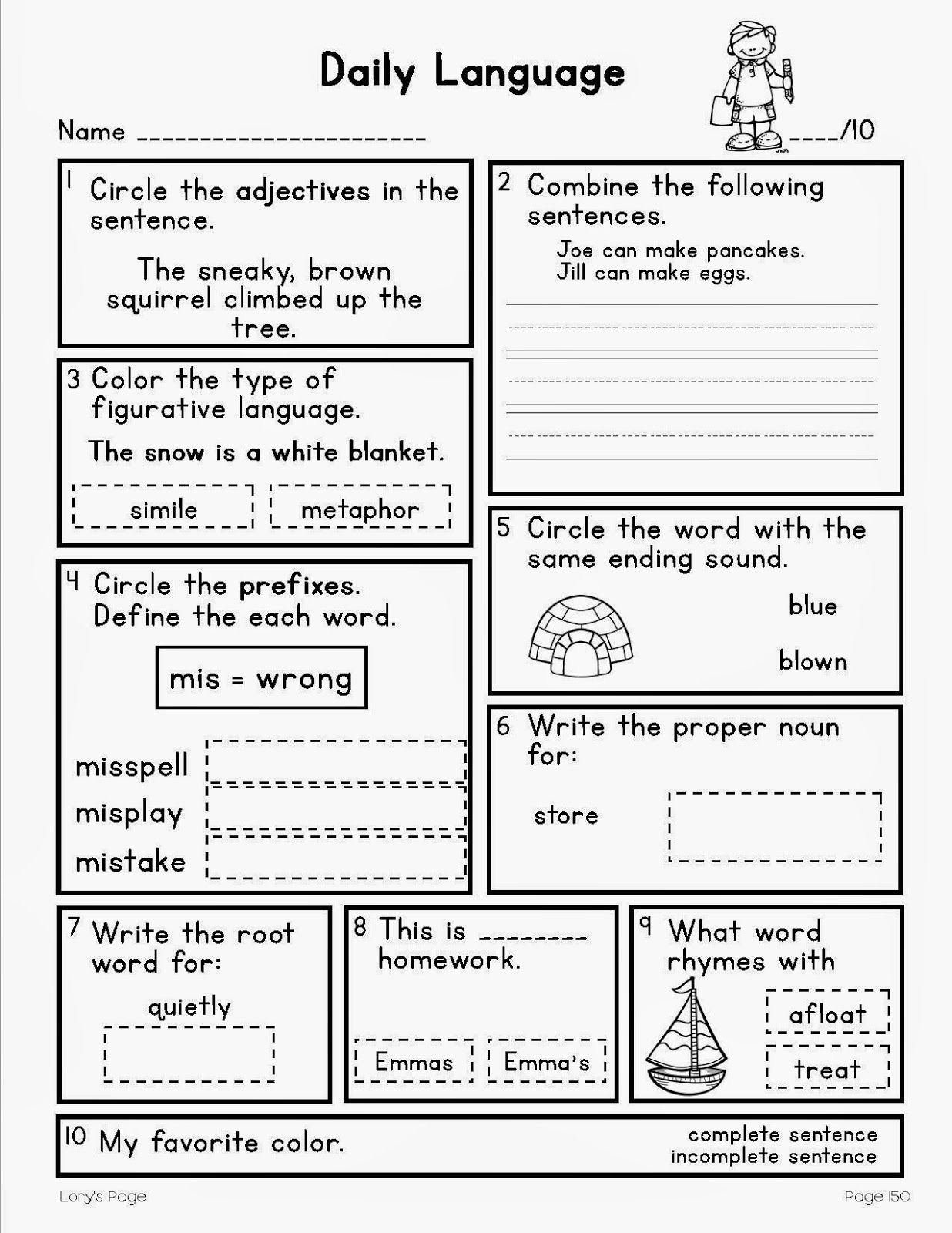 Daily Grammar Practice 4th Grade