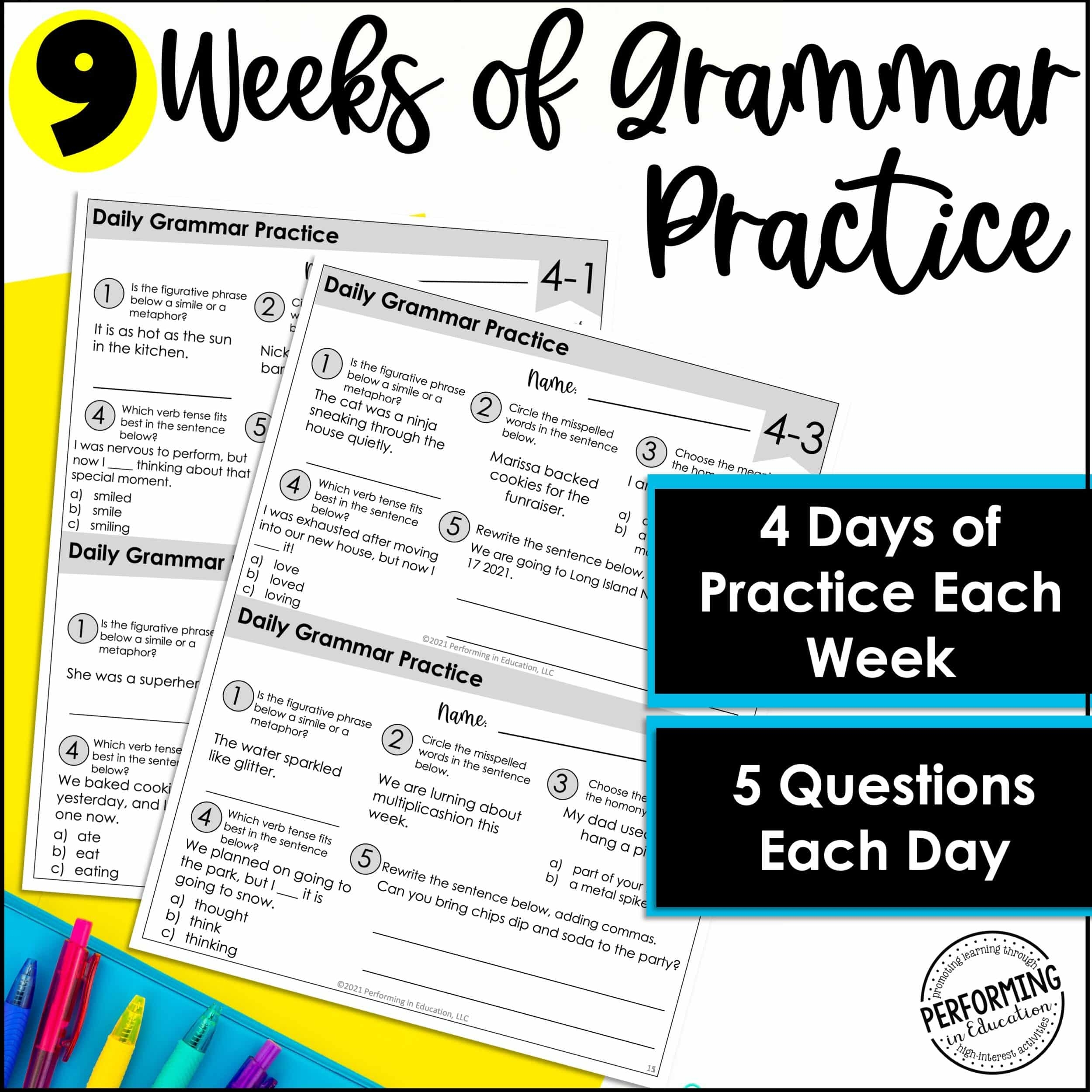 Daily Grammar Practice For 5th Grade Grammar Worksheets Spiral 