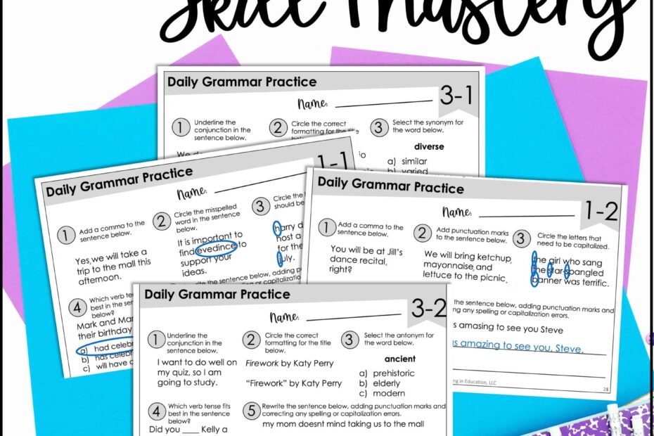 Daily Grammar Practice For 6th Grade Grammar Worksheets Spiral Review