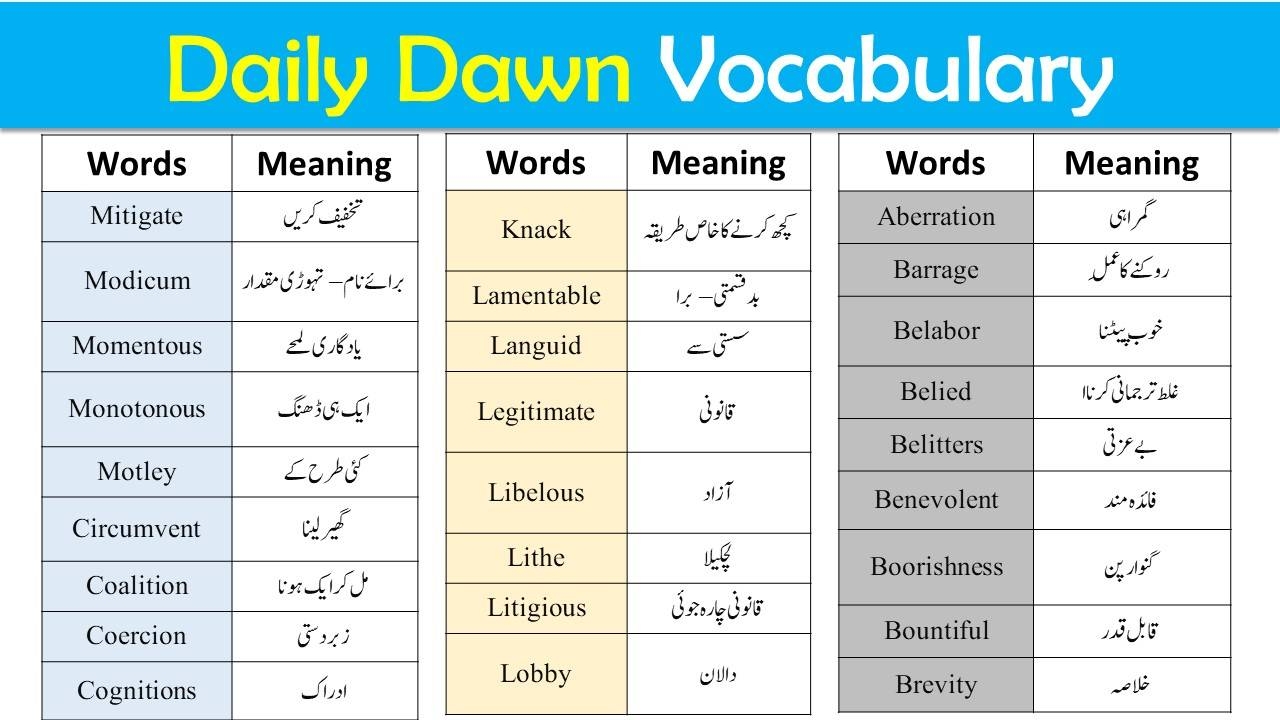 Dawn Vocabulary List Pdf Archives EngDic