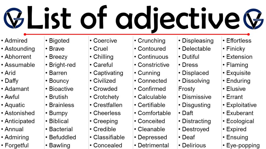 Definition Of Adjective Adjectives Examples Of Adjectives 42 OFF