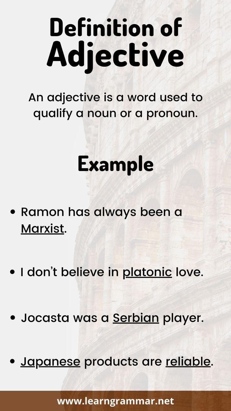 Definition Of Adjective Adjectives Examples Of Adjectives English 