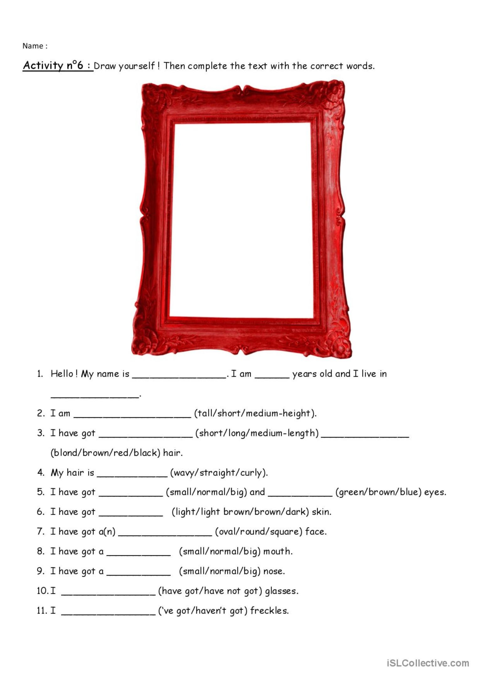 Describing Myself English ESL Worksheets Pdf Doc