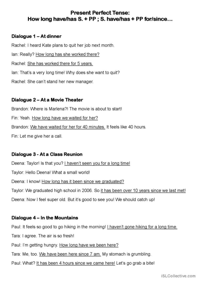 Dialogue PRESENT PERFECT V PAST SIMPLE ESL Worksheet By 57 OFF