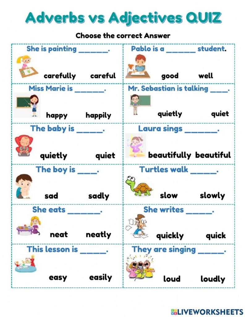 Difference Between Adjective And Adverb Worksheet Adjectiveworksheets