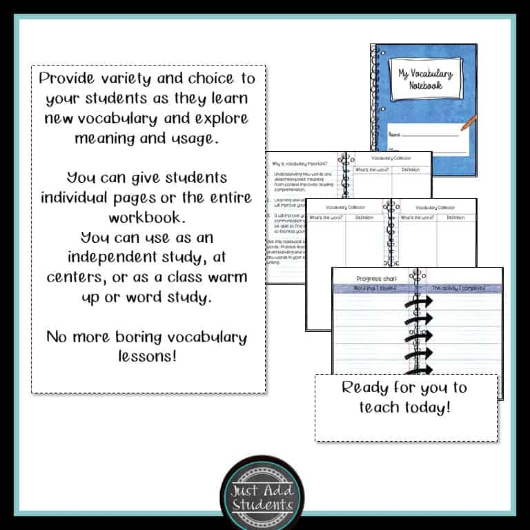 Digital Vocabulary Workbook For Google Or Overdrive Just Add Students