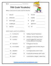 5th grade vocabulary worksheets 5th grade vocabulary worksheets