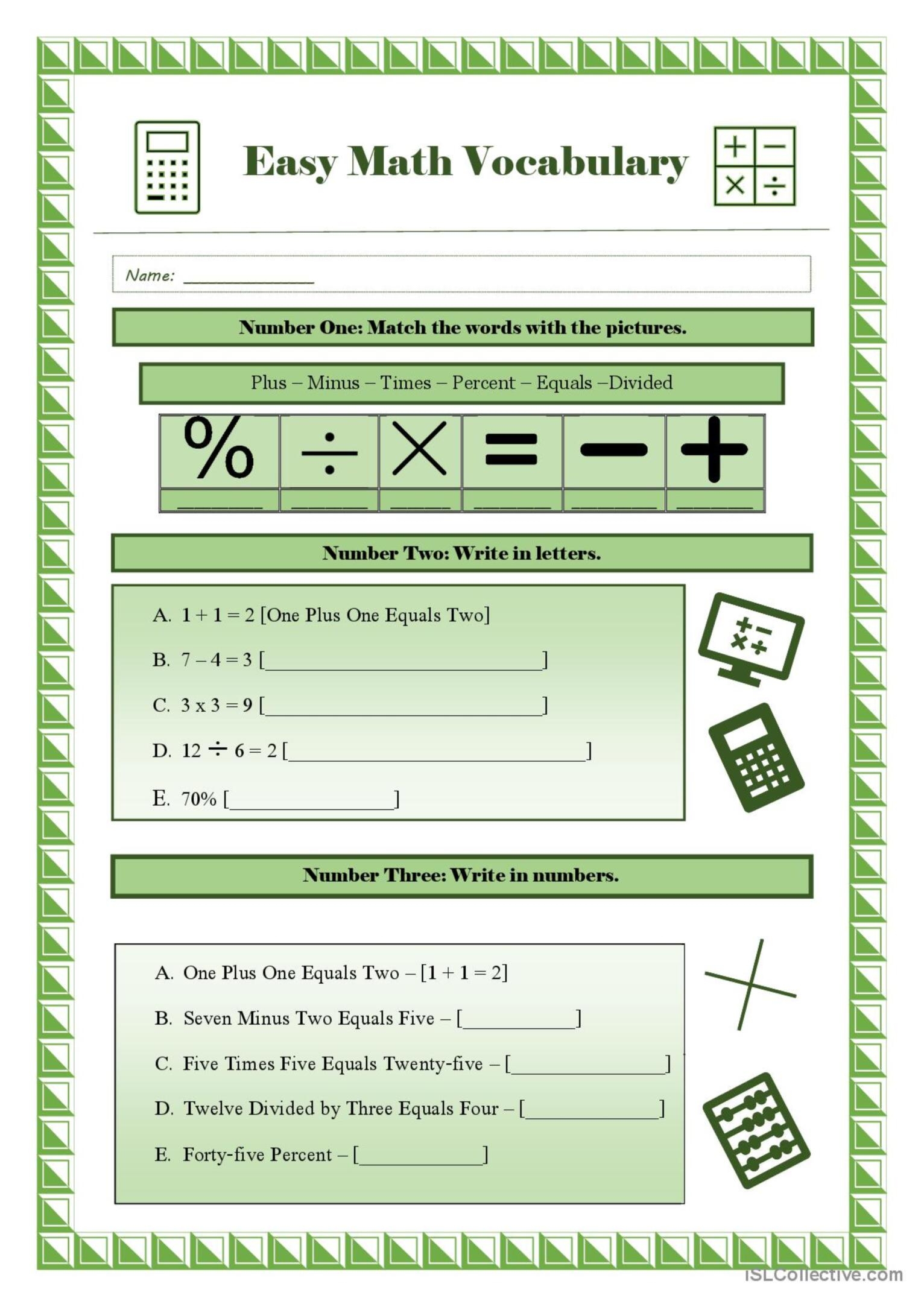 math vocabulary math vocabulary