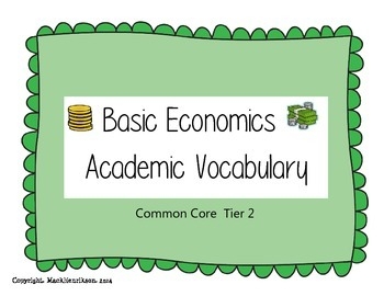 Economic Vocabulary By Mack Henrikson TPT