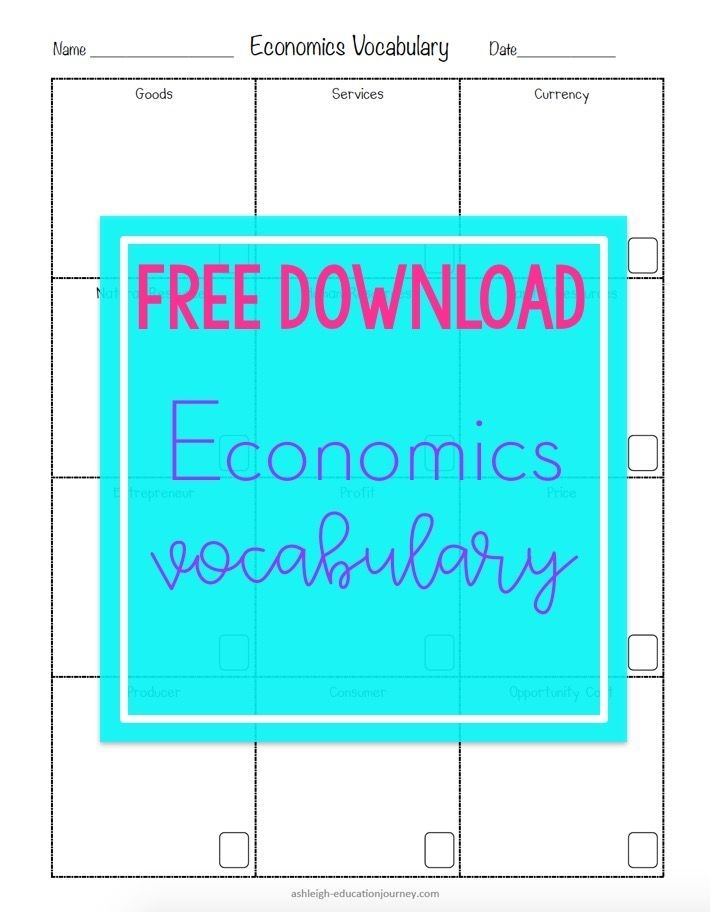 Economics Vocabulary Worksheet Printable Word Searches