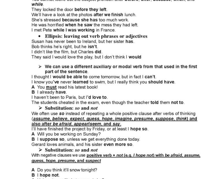 Ellipsis And Substitution English ESL Worksheets Pdf Doc