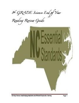End Of Year 8th Grade Science Reading Vocabulary Review Guide TpT