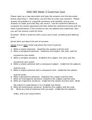 ENG 095 Week 3 Grammar Quiz 1 1 1 2 docx ENG 095 Week 3 Grammar Quiz