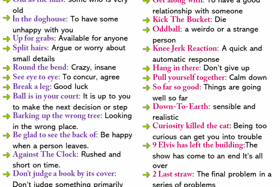 English 10 Idioms And Their Meanings With Sentences 49 OFF
