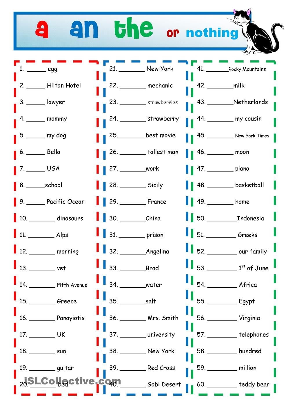 list of articles in grammar