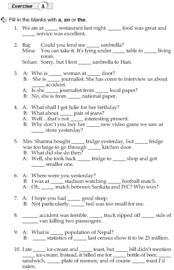 English Class 10 Grammar Worksheets