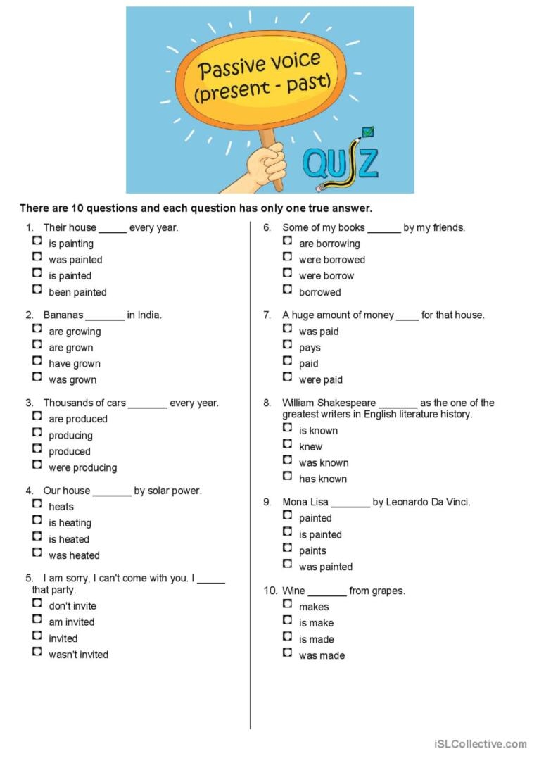 grammar passive voice exercises
