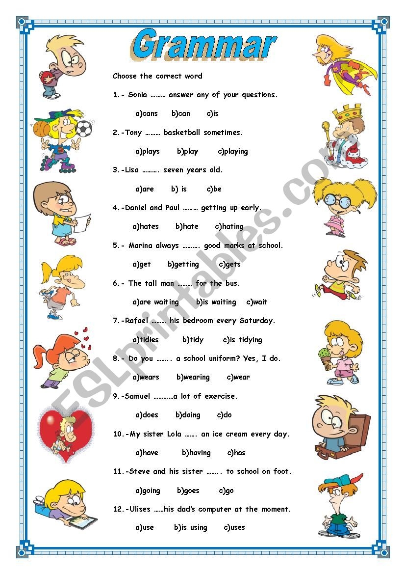 English Grammar Exercises For Beginners