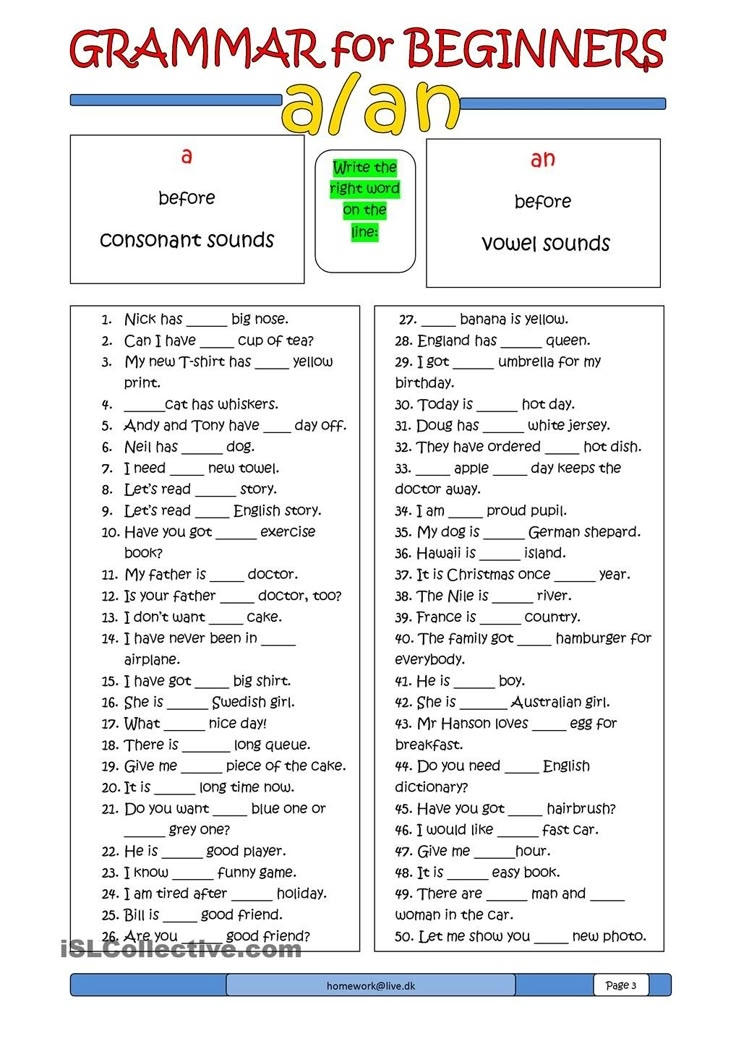 English Grammar Exercises For Beginners