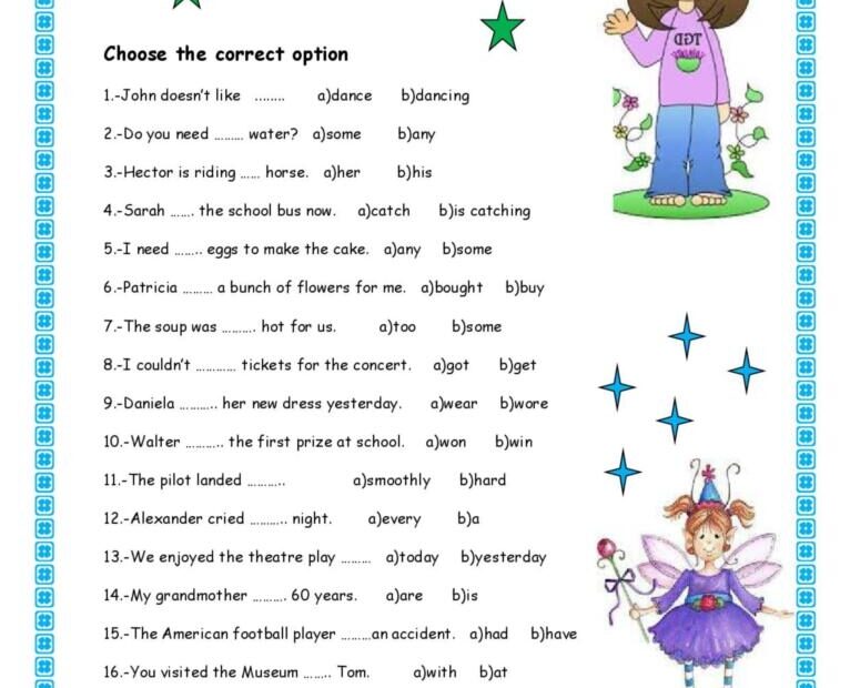 English Grammar Exercises For Kids Pdf Exercise Poster Eroppa