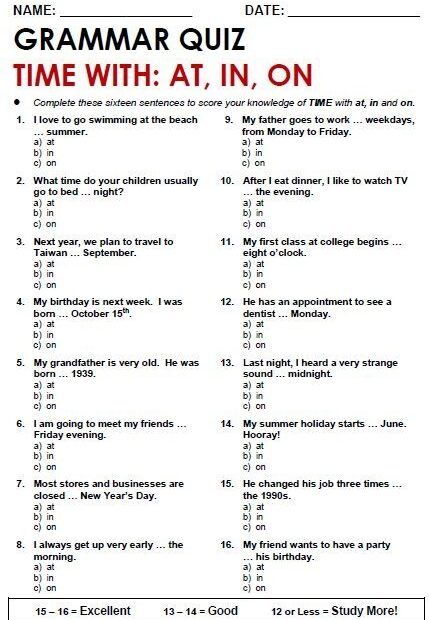 English Grammar Exercises With Answers
