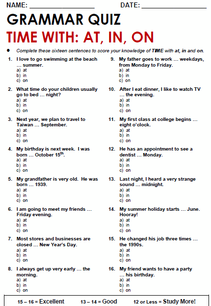 English Grammar Exercises Worksheets