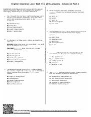 English Grammar Level Test MCQ With Answers Advanced Part 4 pdf 