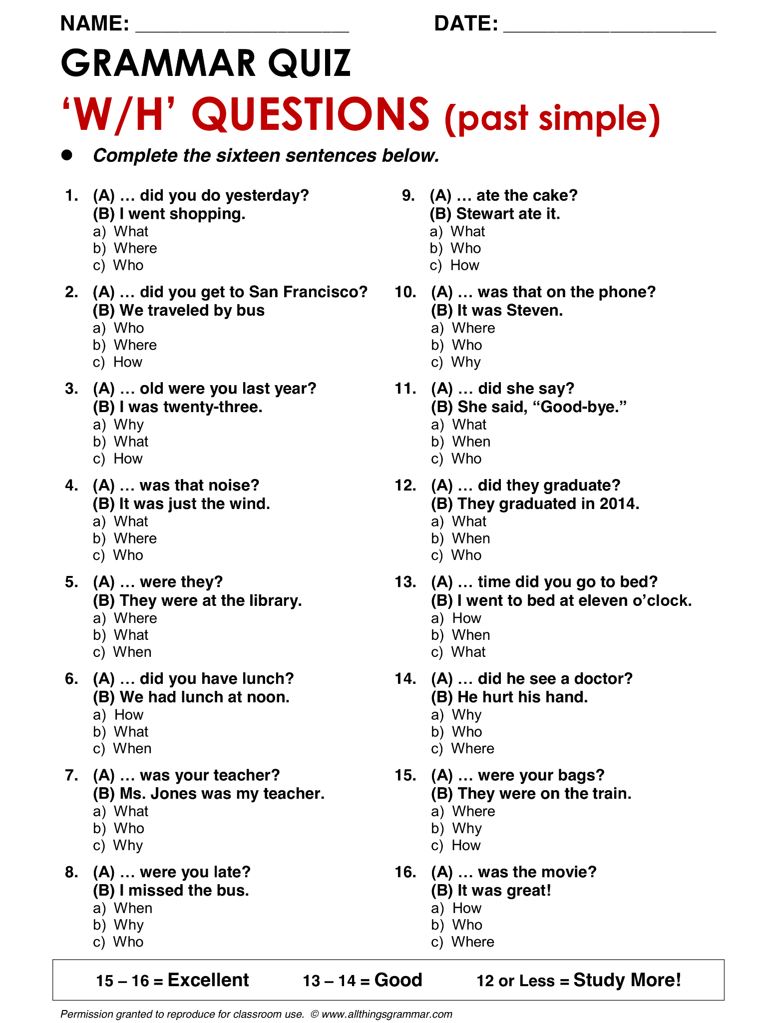 English Grammar Practice Test