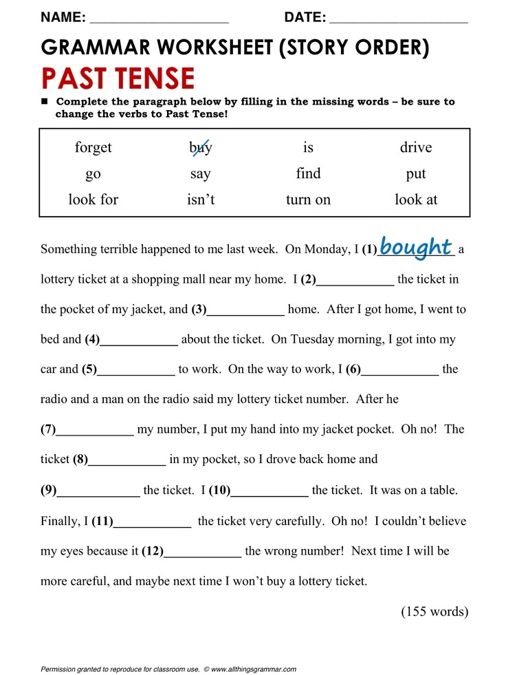 English Grammar Test Grade 3